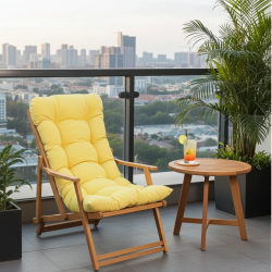 Katlanabilir Ahşap Sezlong Sandalye | Minderli Konfor ve Şıklık | Armut Koltuk Al