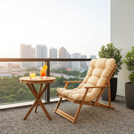 Katlanabilir Ahşap Sezlong Sandalye | Minderli Konfor ve Şıklık | Armut Koltuk Al
